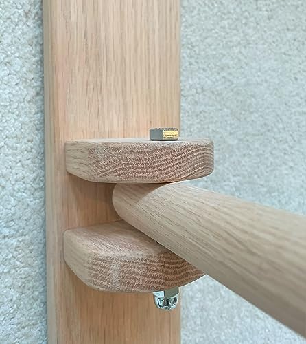 Natural Oak Wall Quilt Rack with 4 Movable Swing Arms - 52-Inch Display