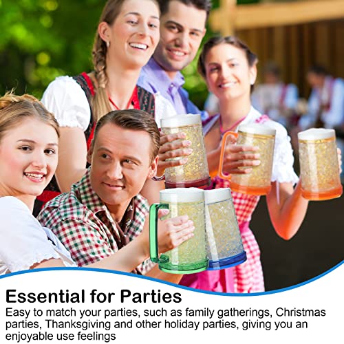 16 oz Freezer Beer Mugs with Gel, Double Wall Insulated Plastic Cups (6 Pack)