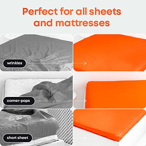 White Bed Sheet Straps Set 4 Pcs - Adjustable Elastic Fitted Sheet Clips
