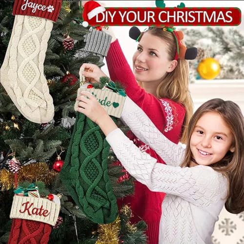 Personalized Christmas Stockings with Custom Name - 18" Cable Knit 3-Pack