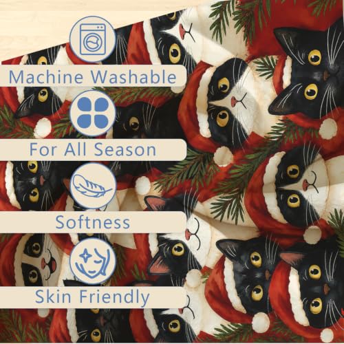 Nexlyth Christmas Cat Throw Blanket 50"x40" Super Soft Fleece Cozy Plush