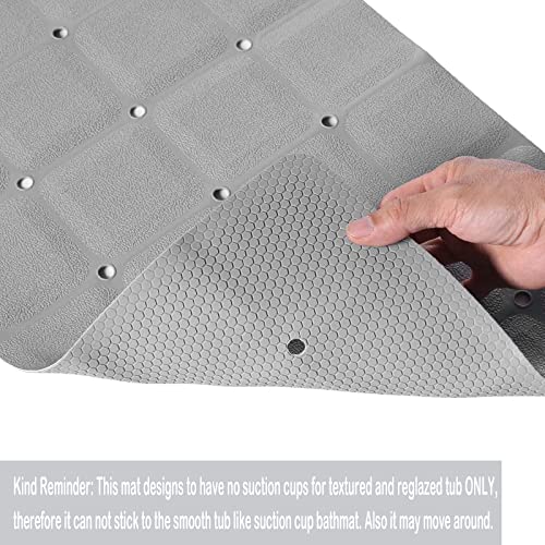 Foldable Silicone Bath Mat, Non-Slip Shower Mat for Textured Tubs, Grey