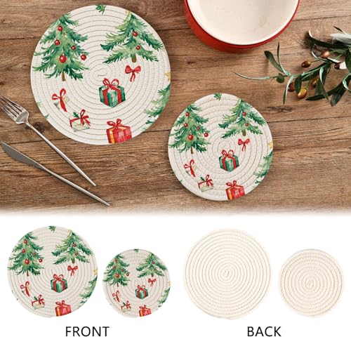 YETTASBIN Round Cotton Trivets 2-Piece Set, Heat-Resistant Pot Holders 7.09/9.45in