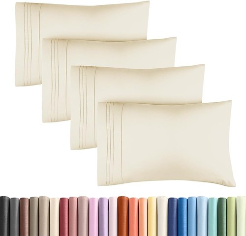 King Standard Pillow Cases - Soft Hotel Quality Pillowcase Covers for All Ages | 4-Piece Set in Off White