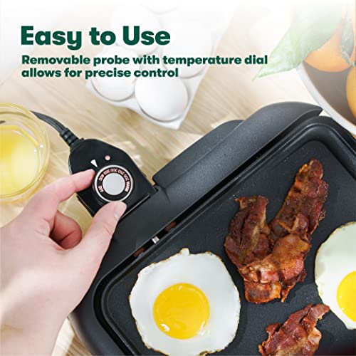 bella Electric Griddle with Warming Tray - Smokeless Indoor Grill, Nonstick Surface, Adjustable Temperature & Cool-touch Handles, 10" x 18", Copper/Black, PFOA & PTFE Free