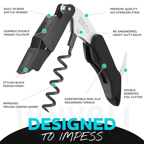 Vinvoli 3-in-1 Waiters Corkscrew with Foil Cutter & Bottle Opener