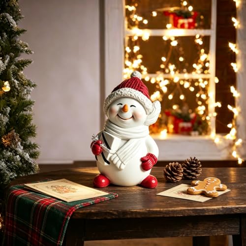 Xmas Style Snowman Gift Box Christmas Resin Figurine Cute Ornament Set