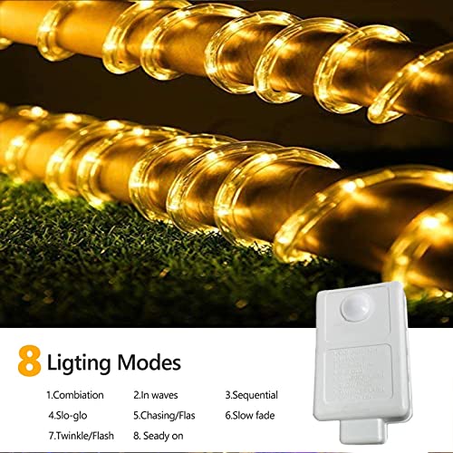 Jnaurb 100ft LED Rope Lights Outdoor Waterproof Warm White Tube Light