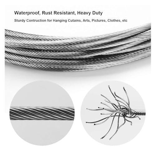 5-Meter Stainless Steel Tension Wire Curtain Rod for Photos and Art Display