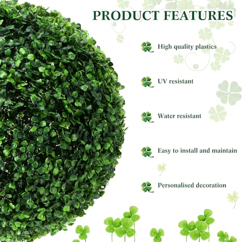 9-Inch Artificial Boxwood Topiary Balls, 2-Piece Faux Plant Sphere Set