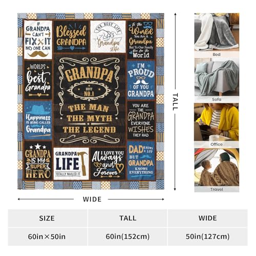 Black Grandpa Gifts Throw Blanket 60 x 50 Inches - Cozy & Meaningful Gift for Grandfather