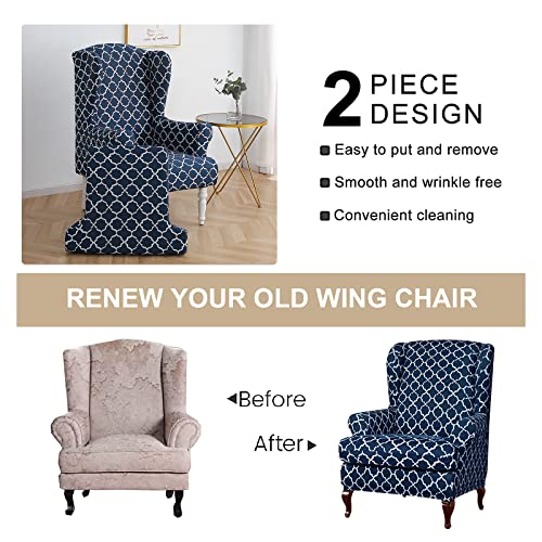 Wingback Chair Slipcover 2 Piece Stretchy Armchair Cover Set