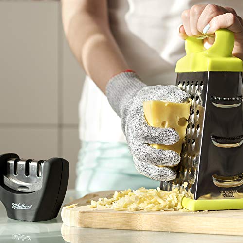 3-Stage Manual Kitchen Knife Sharpener Kit with Cut-Resistant Glove