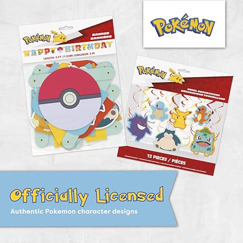Pokemon Birthday Decorations Party Supplies - Banner & Swirls Kit