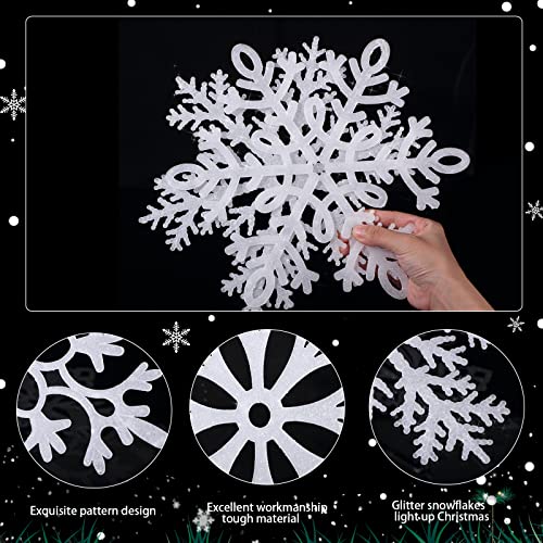 Sratte 96 Pack 12" White Glitter Snowflake Ornaments - Giant Indoor/Outdoor Decor
