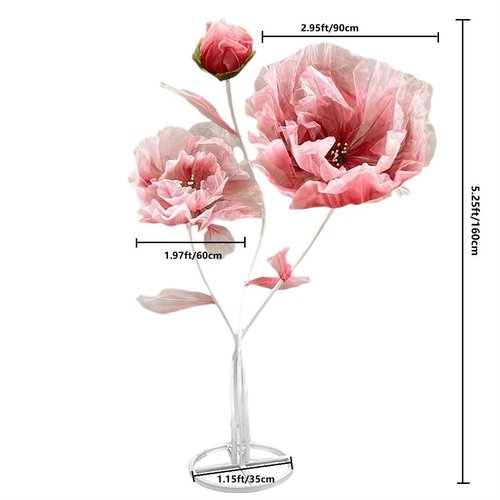 BIEJUJX Artificial Silk Flower Decoration, Large Fake Flower with Standing Stems and Base,Giant Flowers 5.5Ft for Wedding Background Decor, Shop Window Display,Photography Props, Banquet (Purple)