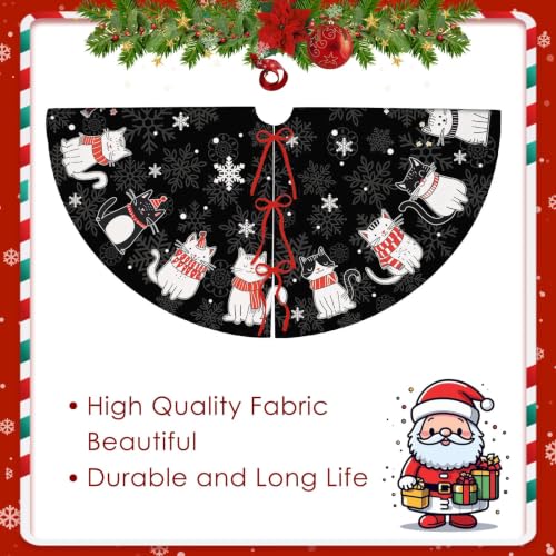 GIITSRIZ Black Christmas Tree Skirt 48 Inch Cat Pattern, Large (Christmas-04)