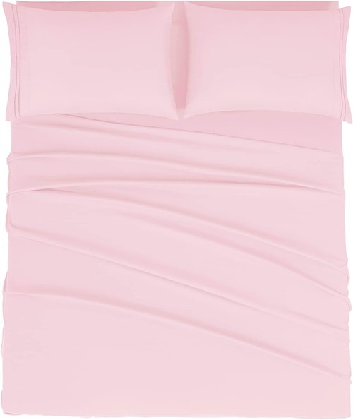 Mejoroom Queen Size Sheet Set - Luxury 1800 Thread Count Bedding | Soft, Breathable, Wrinkle-Resistant - 4 Pieces (Blush Pink)