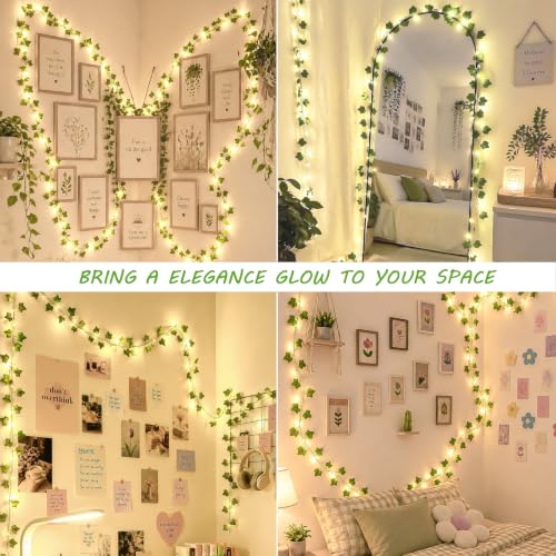 23ft Pre-Wrapped Ivy Vine Lights with 73 LEDs & Timer, Fairy Garland