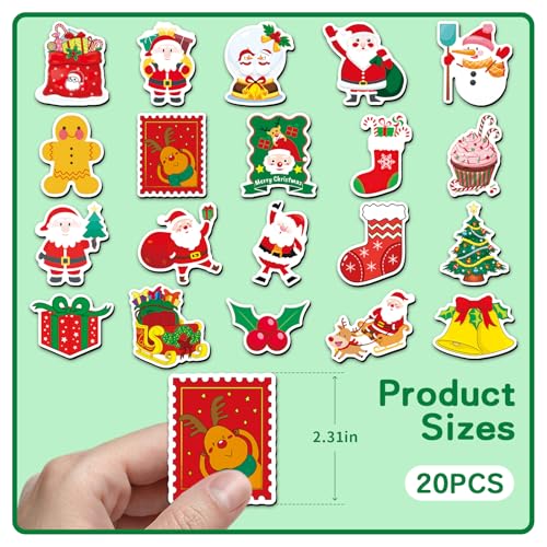 Christmas Theme Fridge Magnets 20 Pack - Eco-Friendly ABS with Strong Neodymium
