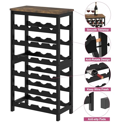 6-Tier Bamboo Wine Rack - 24 Bottle Freestanding Modular Storage Shelf