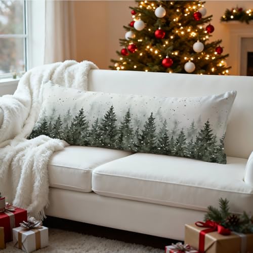 Mancheng-zi Winter Forest Christmas Body Pillow Cover 20x54 Zipper Decor