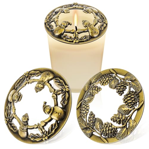 Moxweyeni 2 Pcs Christmas Scented Candle Topper - Lovely Style, Even Burn & Decorative Snowman & Pine Nut Designs
