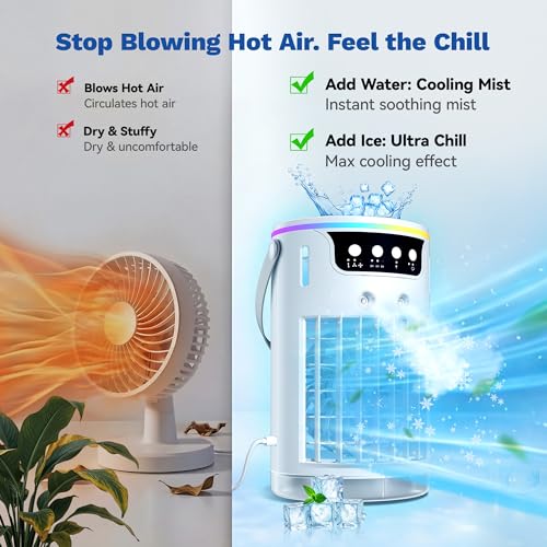 Portable Mini Evaporative Air Cooler 1200ML with Ice Cooling Mist