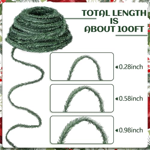 Jutom 100 Ft Green Artificial Pine Garland for Christmas Decorations