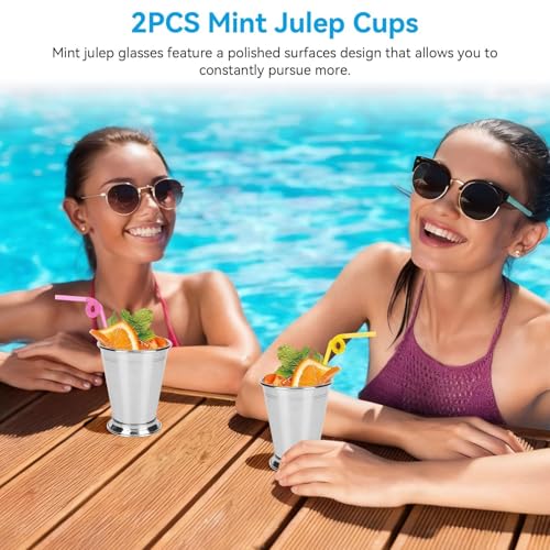 Stainless Steel Mint Julep Cups 400ml Set of 2 - Cocktail & Drinkware for Home & Bar
