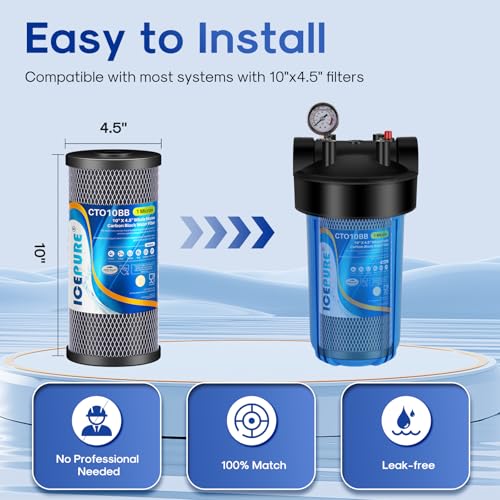 10" x 4.5" Whole House Carbon Block Water Filter Cartridge - 1 Micron