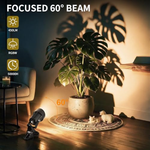 CREPOW Multicolor RGBW LED Clip-On Plant & Indoor Spotlight Set with App & Remote