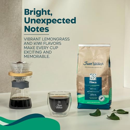 Juan Valdez Finca Whole Bean Coffee - Dark Roast | 16 oz / 454 gr | 100% Colombian Coffee - Rainforest Certified | With Lemongrass & Kiwi Notes