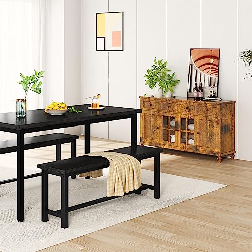 39-Inch Industrial Dining Bench, Set of 2 Wood Kitchen Benches