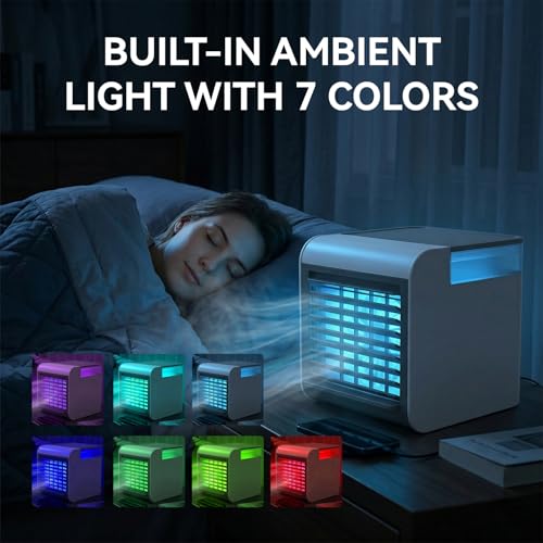 Portable Air Conditioner Fan, 4-in-1 Mini Evaporative Cooler with 450ml Tank