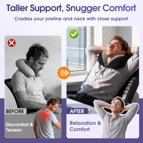 Memory Foam Travel Neck Pillow with Eye Mask & Earplugs - Black