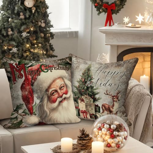 Lanpn Green 22x22 Christmas Throw Pillow Covers Set of 4 Holiday Decor