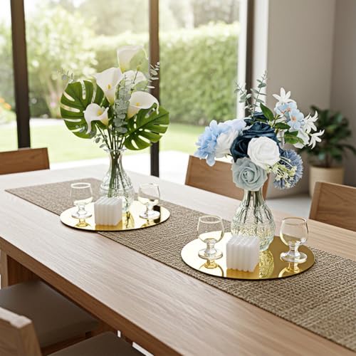 12 Pack 10-Inch Round Gold Acrylic Mirror Centerpieces for Tables and Walls
