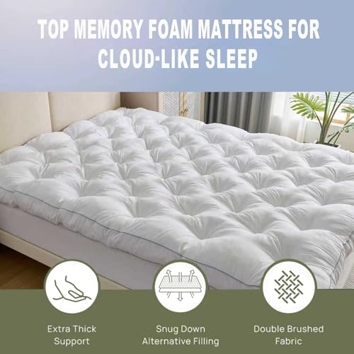 SHOUREN 5 Inch Queen Gel Memory Foam Mattress Topper for Back Pain Relief