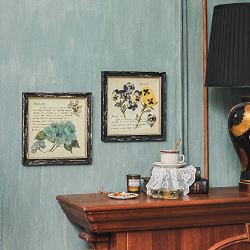 NIKKY HOME Vintage Botanical Wall Art Set of 4 - 10x10 Inch Floral Prints for Living Room Bedroom Bathroom