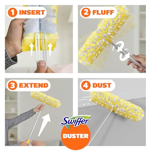 Heavy Duty Extendable Duster Kit with 6 ft Handle & 8 Refills, Lemon Scent