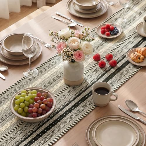 Black Farmhouse Braided Table Runner, 12x72 Inch Cotton Blend Dining Decor