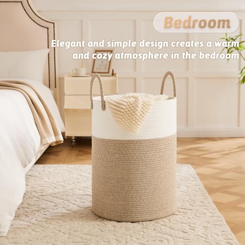 Woven Cotton Rope Laundry Basket 60L - Collapsible Storage Hamper