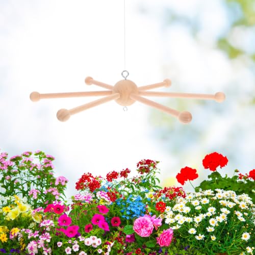 DIY Wooden Baby Mobile Frame 13.5-inch 6-Leg Crib Hanger Craft Kit