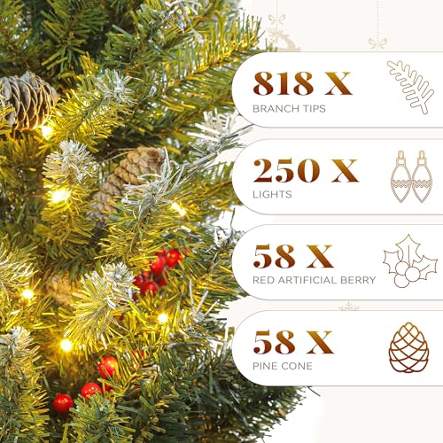 6ft Prelit Pre-Decorated Artificial Christmas Tree with Lights & Remote