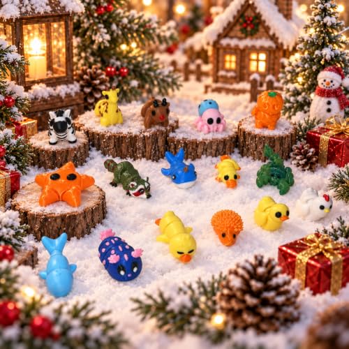 Christmas Advent Calendar with 100 3D Printed Animal Fidget Toys for Kids