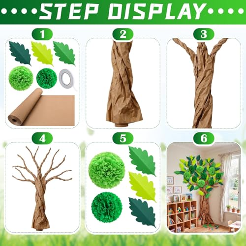 114-Piece 3D Classroom Tree Bulletin Board Set with Paper Leaves and Pom Poms