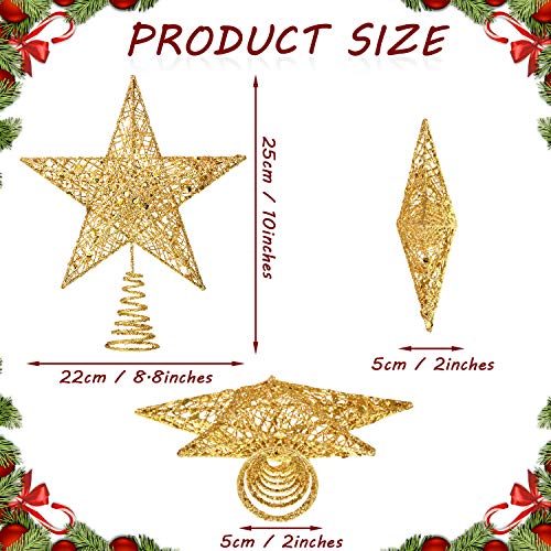Blulu 10 Inch Gold Star Christmas Tree Topper - Star Topper for Large Tree