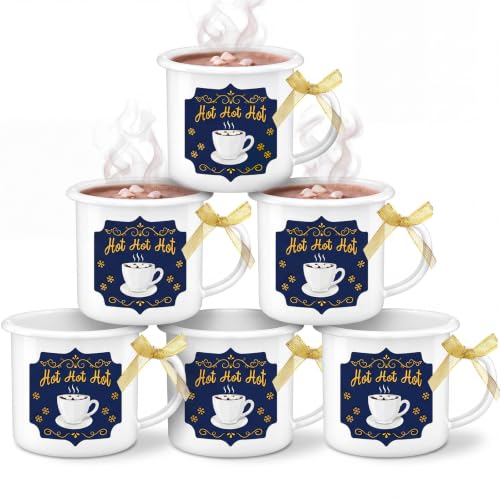 Gandeer Christmas Express Train Coffee Mugs Set - Hot Cocoa Variant, 12 oz, 6 Pack