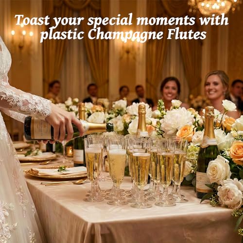 Bohiimia 40 Pack 5.5oz Clear Disposable Champagne Flutes for Parties & Events